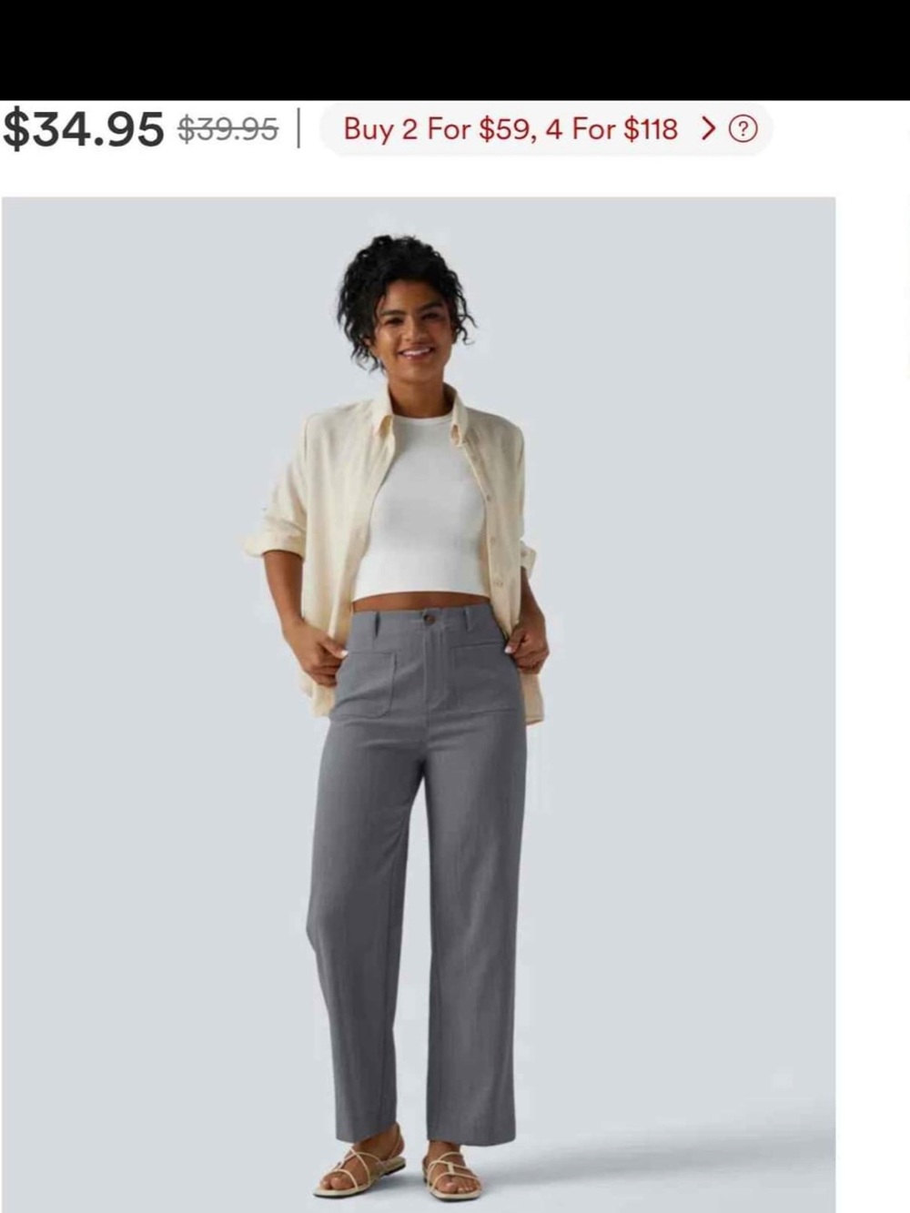 HALARA Wide-Leg High-Rise Pants in Gray